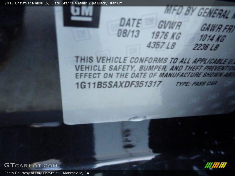Black Granite Metallic / Jet Black/Titanium 2013 Chevrolet Malibu LS