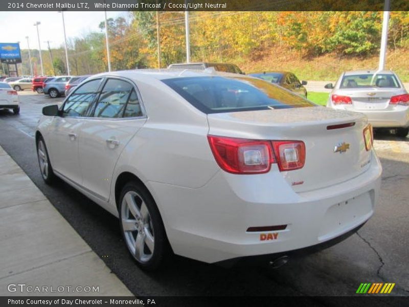 White Diamond Tricoat / Cocoa/Light Neutral 2014 Chevrolet Malibu LTZ