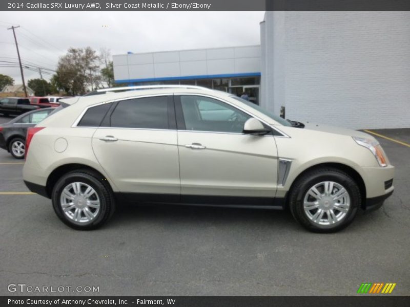 Silver Coast Metallic / Ebony/Ebony 2014 Cadillac SRX Luxury AWD