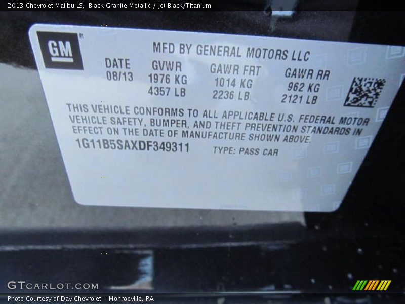 Black Granite Metallic / Jet Black/Titanium 2013 Chevrolet Malibu LS