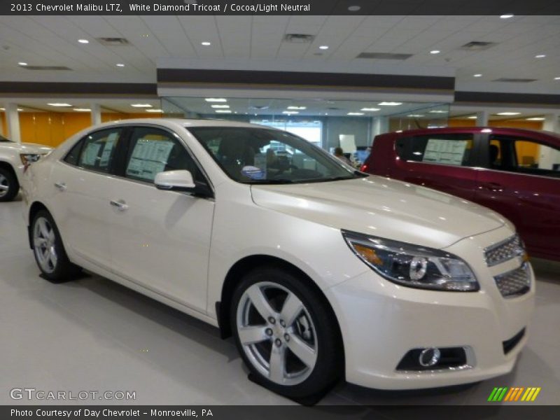 White Diamond Tricoat / Cocoa/Light Neutral 2013 Chevrolet Malibu LTZ