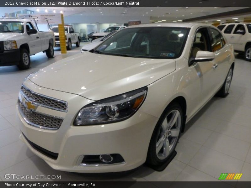 White Diamond Tricoat / Cocoa/Light Neutral 2013 Chevrolet Malibu LTZ