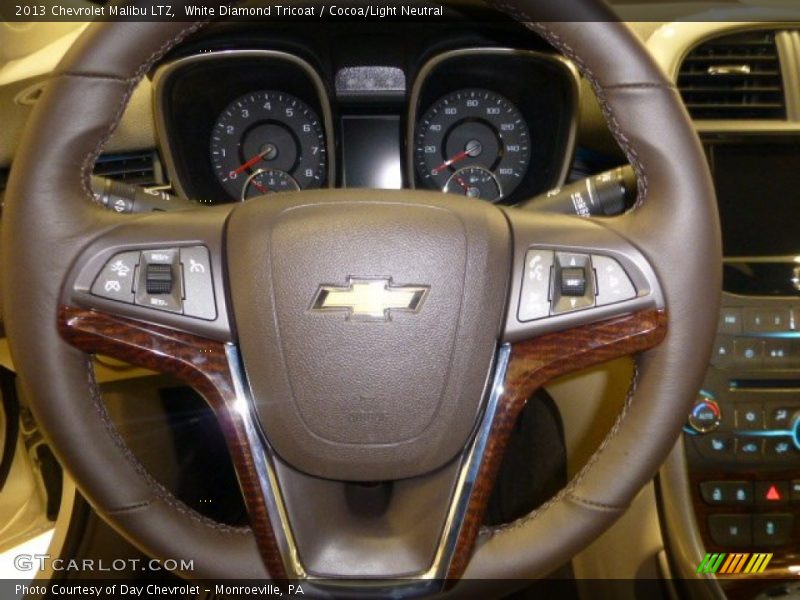 White Diamond Tricoat / Cocoa/Light Neutral 2013 Chevrolet Malibu LTZ