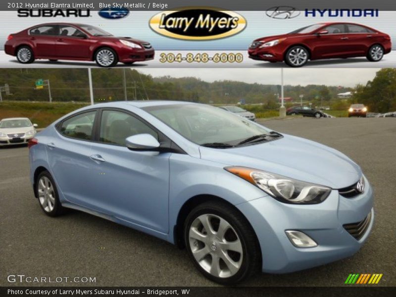 Blue Sky Metallic / Beige 2012 Hyundai Elantra Limited