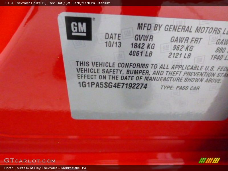 Red Hot / Jet Black/Medium Titanium 2014 Chevrolet Cruze LS