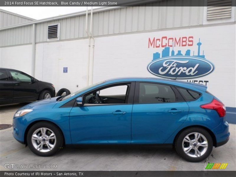Blue Candy / Medium Light Stone 2014 Ford Focus SE Hatchback