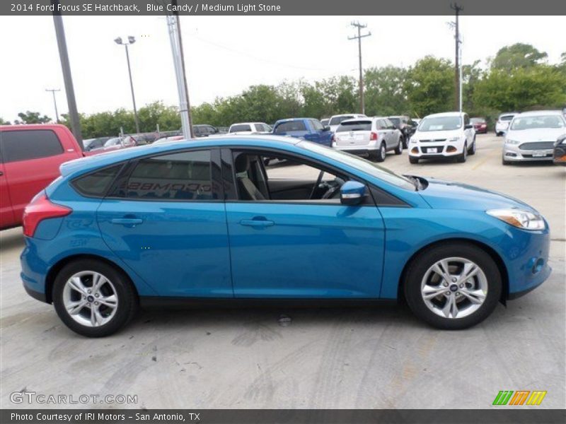 Blue Candy / Medium Light Stone 2014 Ford Focus SE Hatchback