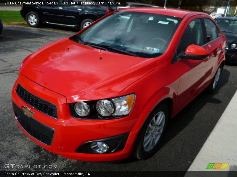 Red Hot / Jet Black/Dark Titanium 2014 Chevrolet Sonic LT Sedan