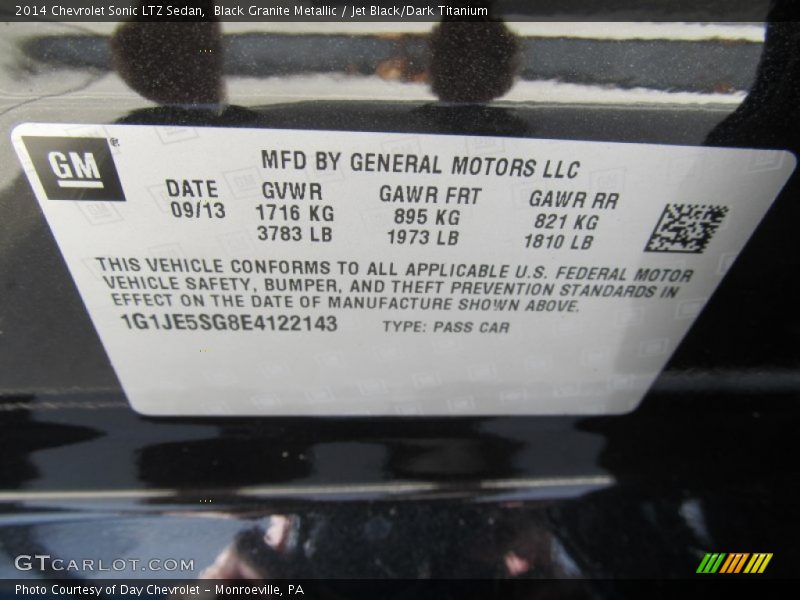 Black Granite Metallic / Jet Black/Dark Titanium 2014 Chevrolet Sonic LTZ Sedan