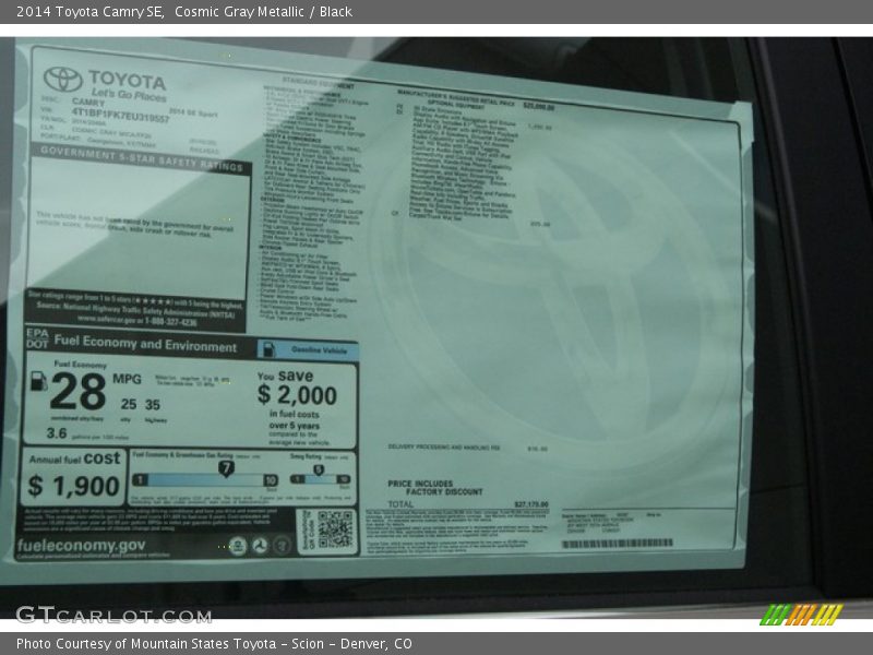 Cosmic Gray Metallic / Black 2014 Toyota Camry SE