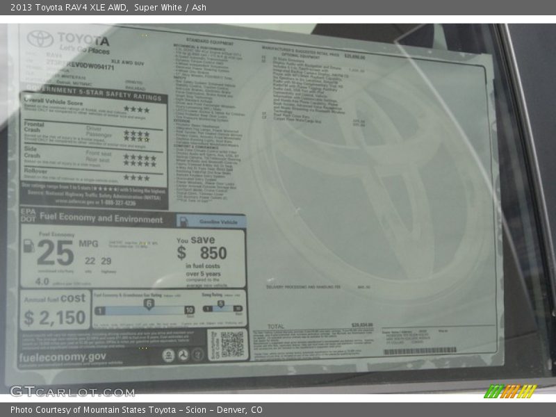 Super White / Ash 2013 Toyota RAV4 XLE AWD