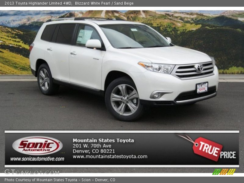 Blizzard White Pearl / Sand Beige 2013 Toyota Highlander Limited 4WD