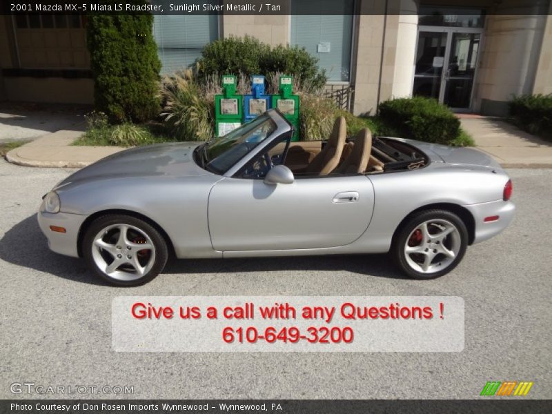 Sunlight Silver Metallic / Tan 2001 Mazda MX-5 Miata LS Roadster