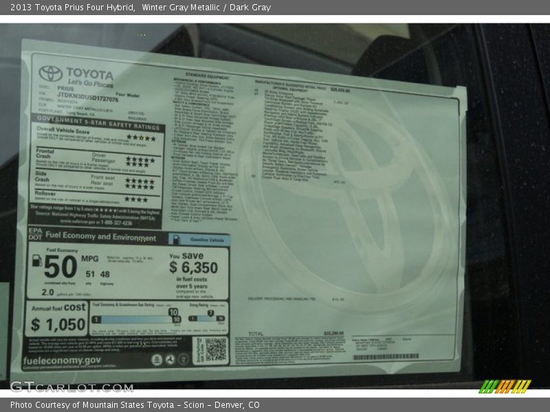 Winter Gray Metallic / Dark Gray 2013 Toyota Prius Four Hybrid