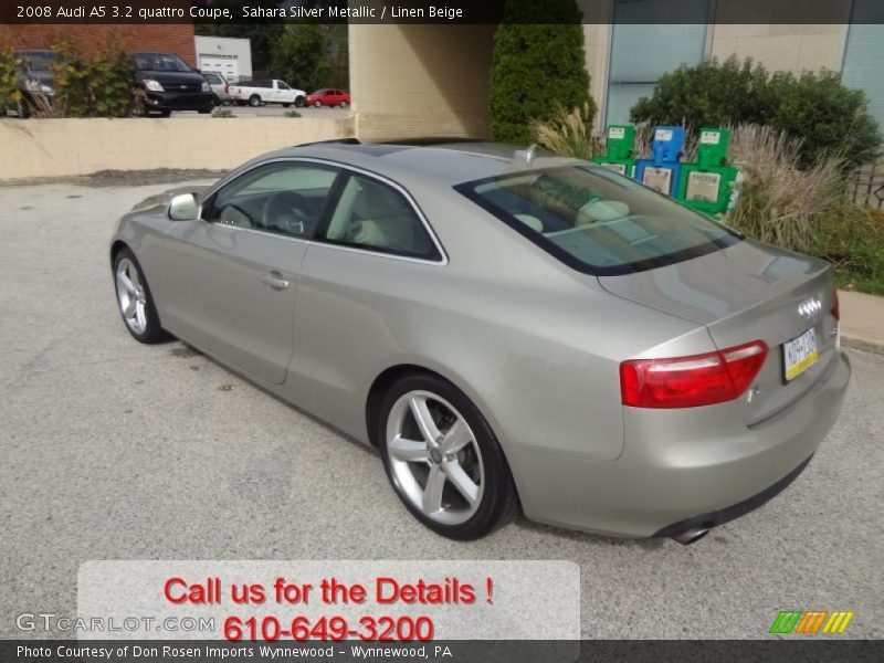 Sahara Silver Metallic / Linen Beige 2008 Audi A5 3.2 quattro Coupe