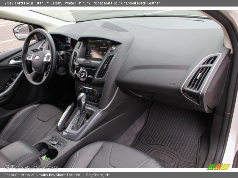 White Platinum Tricoat Metallic / Charcoal Black Leather 2012 Ford Focus Titanium Sedan