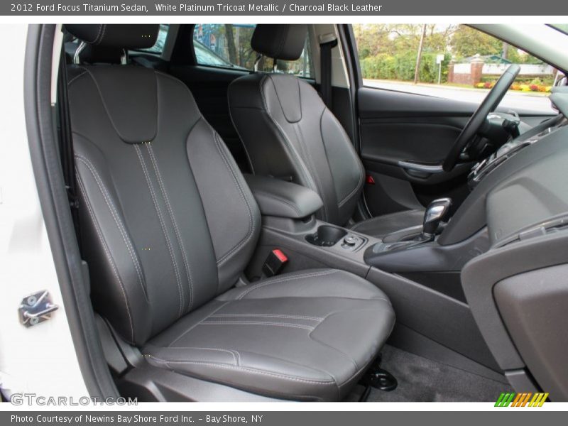 White Platinum Tricoat Metallic / Charcoal Black Leather 2012 Ford Focus Titanium Sedan