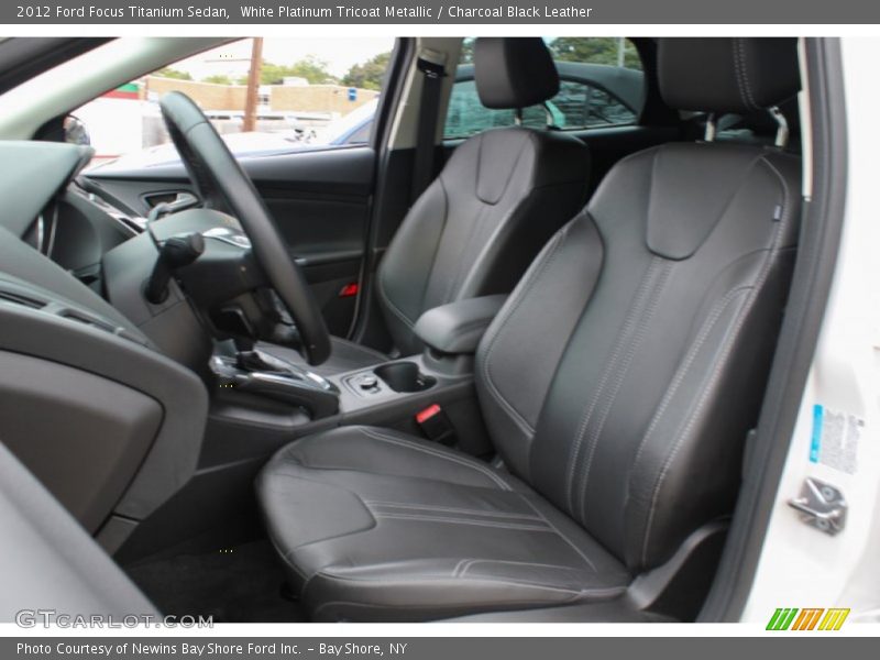 White Platinum Tricoat Metallic / Charcoal Black Leather 2012 Ford Focus Titanium Sedan