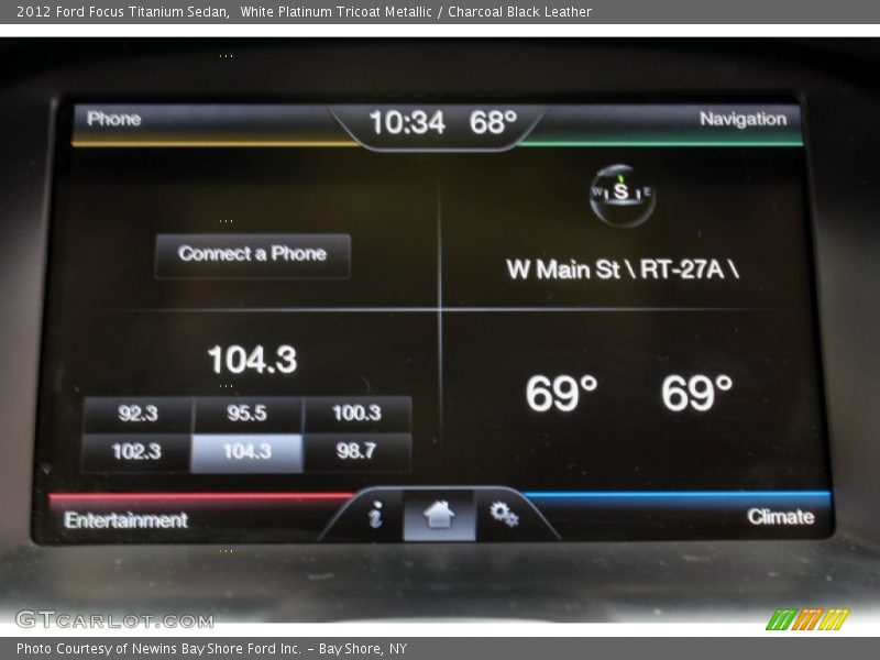 White Platinum Tricoat Metallic / Charcoal Black Leather 2012 Ford Focus Titanium Sedan