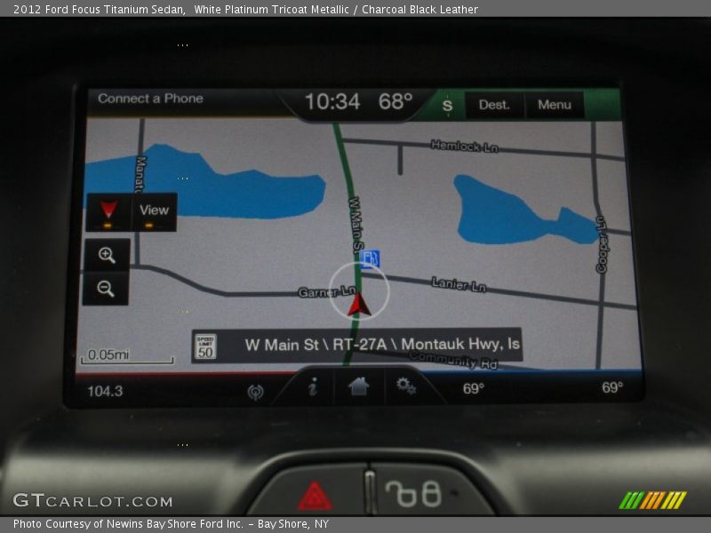 White Platinum Tricoat Metallic / Charcoal Black Leather 2012 Ford Focus Titanium Sedan