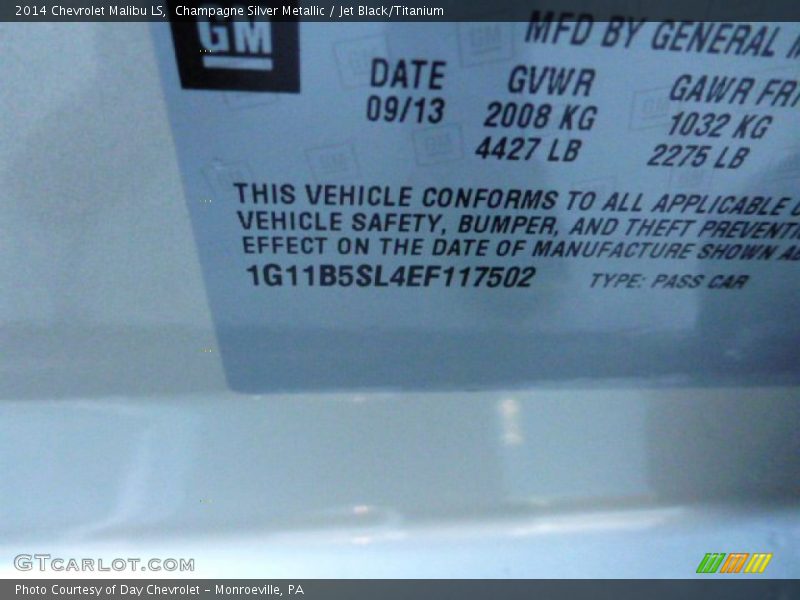 Champagne Silver Metallic / Jet Black/Titanium 2014 Chevrolet Malibu LS