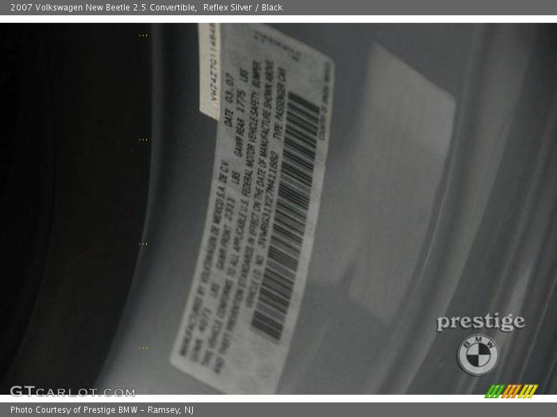 Reflex Silver / Black 2007 Volkswagen New Beetle 2.5 Convertible