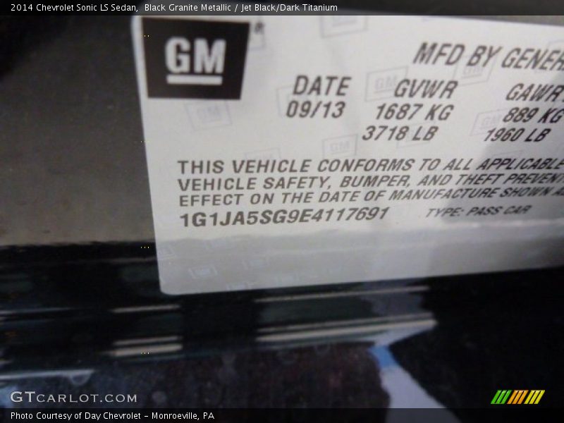 Black Granite Metallic / Jet Black/Dark Titanium 2014 Chevrolet Sonic LS Sedan