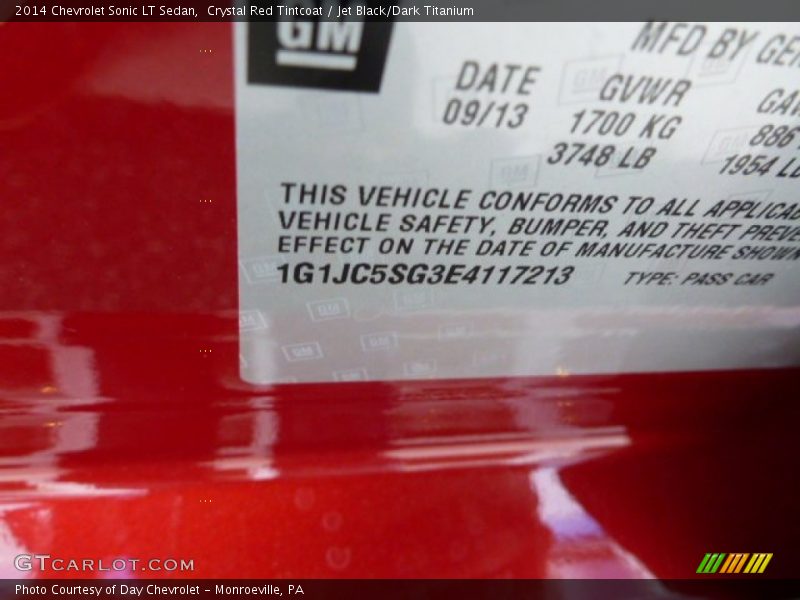 Crystal Red Tintcoat / Jet Black/Dark Titanium 2014 Chevrolet Sonic LT Sedan
