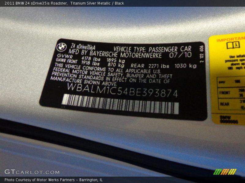 Titanium Silver Metallic / Black 2011 BMW Z4 sDrive35is Roadster