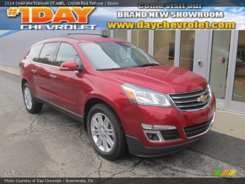 Crystal Red Tintcoat / Ebony 2014 Chevrolet Traverse LT AWD