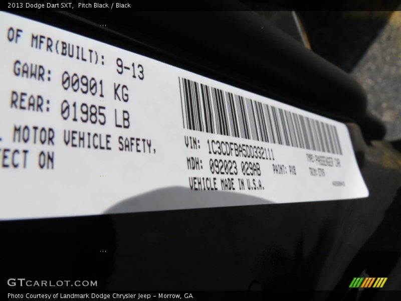 Pitch Black / Black 2013 Dodge Dart SXT