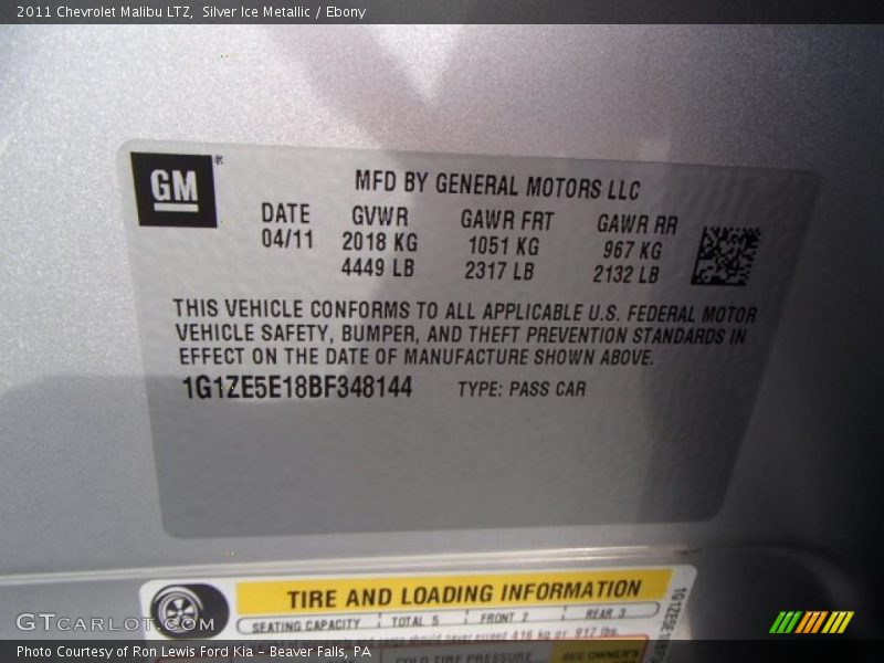 Silver Ice Metallic / Ebony 2011 Chevrolet Malibu LTZ