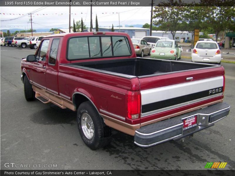 Electric Currant Red Pearl / Beige 1995 Ford F150 Eddie Bauer Extended Cab