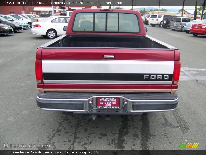 Electric Currant Red Pearl / Beige 1995 Ford F150 Eddie Bauer Extended Cab