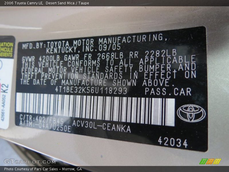 Desert Sand Mica / Taupe 2006 Toyota Camry LE