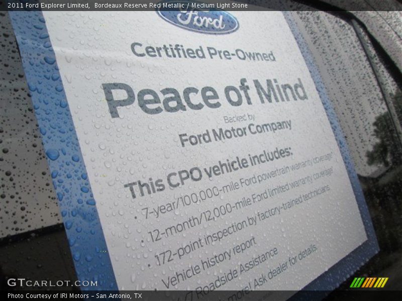 Bordeaux Reserve Red Metallic / Medium Light Stone 2011 Ford Explorer Limited