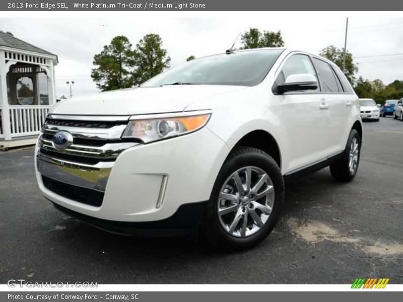 White Platinum Tri-Coat / Medium Light Stone 2013 Ford Edge SEL