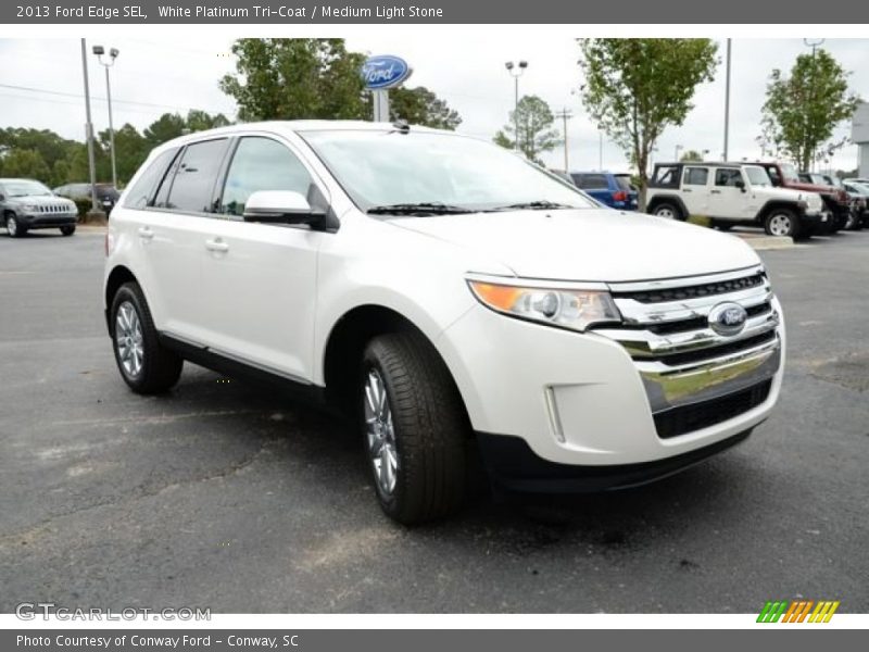 White Platinum Tri-Coat / Medium Light Stone 2013 Ford Edge SEL