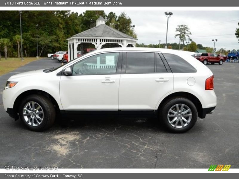 White Platinum Tri-Coat / Medium Light Stone 2013 Ford Edge SEL