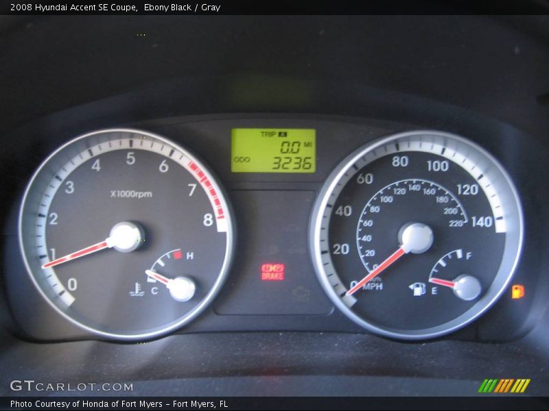 Ebony Black / Gray 2008 Hyundai Accent SE Coupe