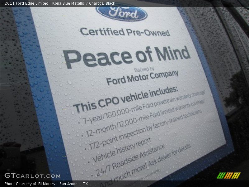 Kona Blue Metallic / Charcoal Black 2011 Ford Edge Limited