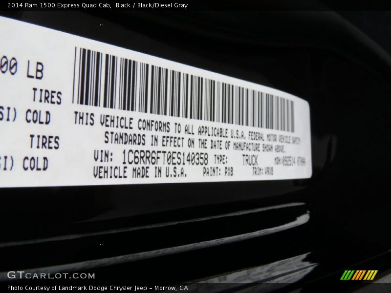 Black / Black/Diesel Gray 2014 Ram 1500 Express Quad Cab