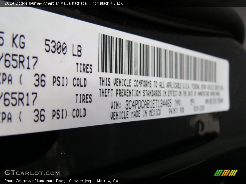 Pitch Black / Black 2014 Dodge Journey Amercian Value Package