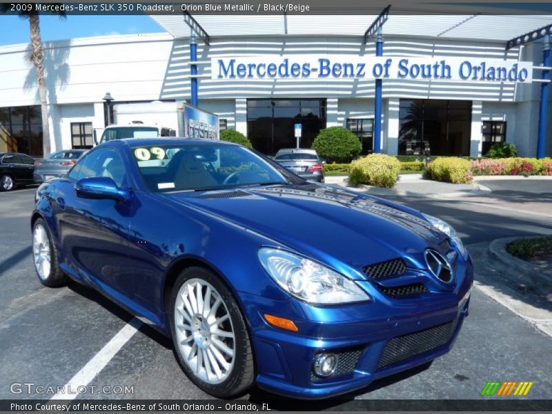 Orion Blue Metallic / Black/Beige 2009 Mercedes-Benz SLK 350 Roadster