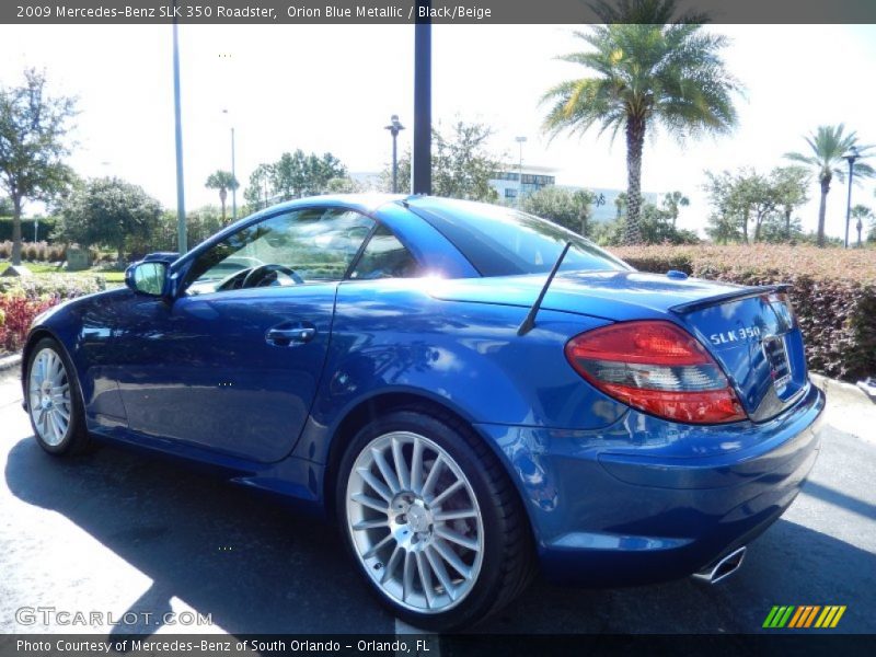 Orion Blue Metallic / Black/Beige 2009 Mercedes-Benz SLK 350 Roadster