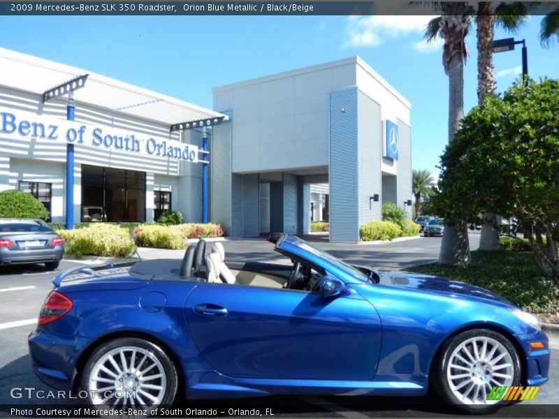 Orion Blue Metallic / Black/Beige 2009 Mercedes-Benz SLK 350 Roadster