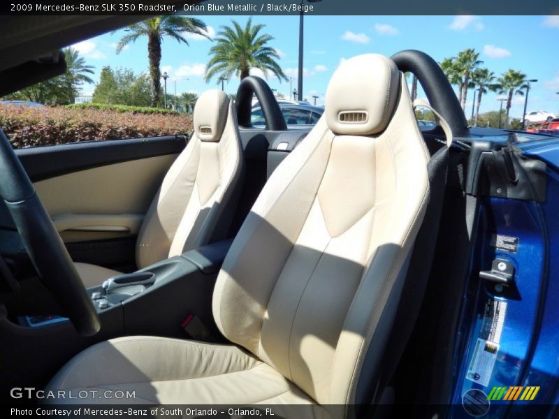 Orion Blue Metallic / Black/Beige 2009 Mercedes-Benz SLK 350 Roadster