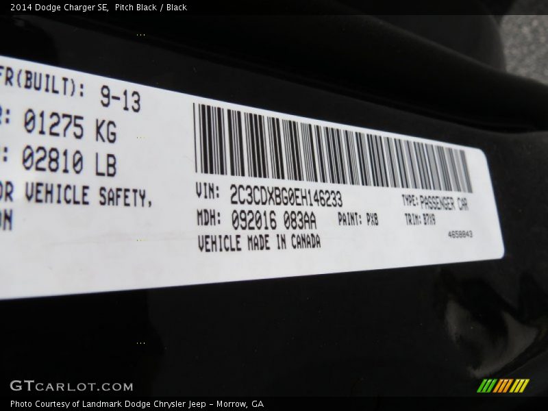 Pitch Black / Black 2014 Dodge Charger SE