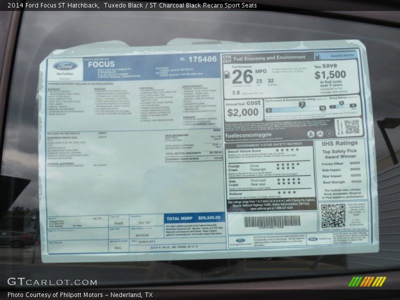  2014 Focus ST Hatchback Window Sticker