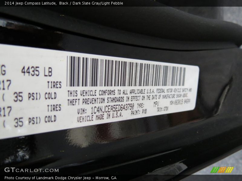 Black / Dark Slate Gray/Light Pebble 2014 Jeep Compass Latitude